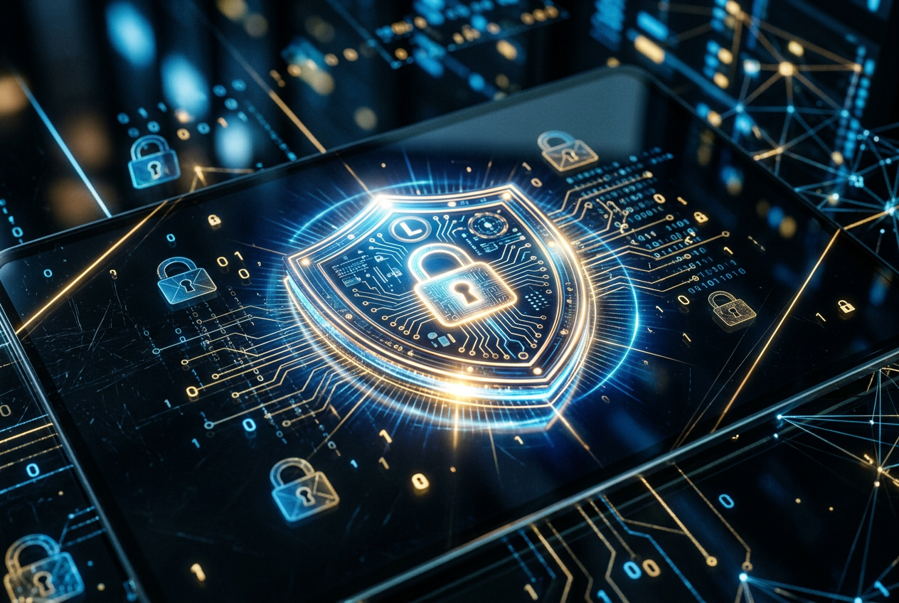 A glowing digital shield symbol representing security and licensing in online gambling.